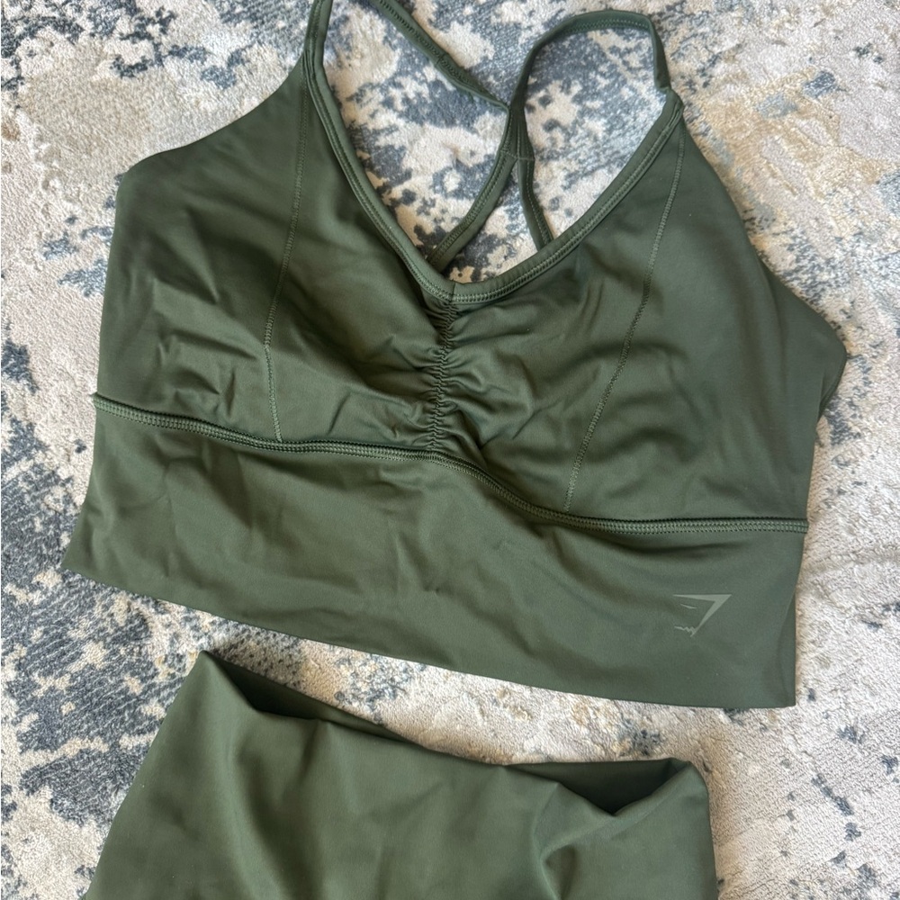 Olive Green Sports Bra and Leggings Set